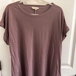 Mauve Oversized Rolled Sleeve Tee – Size M/L